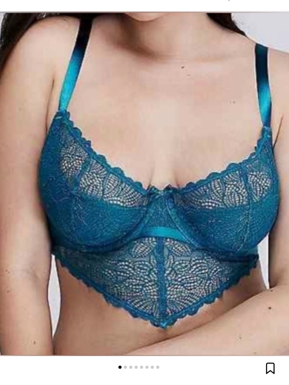 Cacique Women’s Teal Lace Longline Bra - Women Intimates size 38 F - Picture 9 of 9